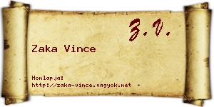 Zaka Vince névjegykártya